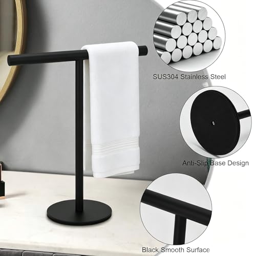 T-Shape Towel Holder, Black | Towel Rack Stand, Bathroom Vanity Countertop, Bathroom Kitchen - color: Black-1pc