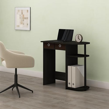 Varel Compact Computer Desk with Bin Drawers and Shelves, Charcoal/Black - color: Charcoal/Black