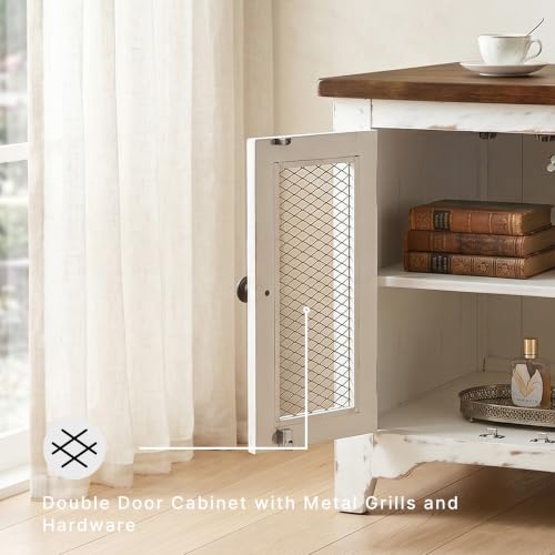 Signature Design by Ashley Wystfield Farmhouse End Table with Storage, Distressed White & Brown Finish - color: Dark Brown & White