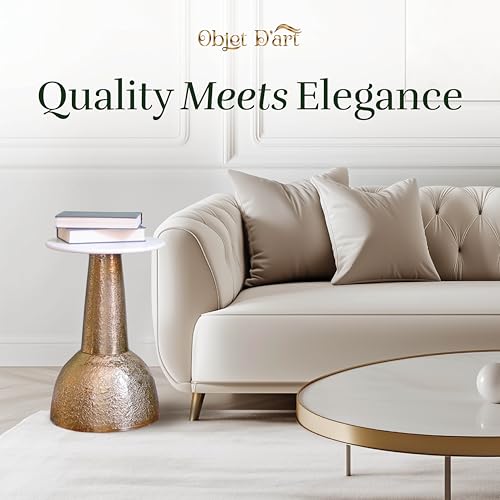 OBJET D'ART Cupola Small Round Gold End Table, 22" H | Vintage Metal Accent, Side Table, Pedestal, Cocktail, Drink Table, Living Room, Small Spaces, Modern Look, Quality Build - style: Cupola