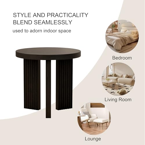 17.52" Small Round Side Table, Black | Coffee Table with Smooth Thick Mesa, Circle End Table with X Shaped Stable Legs, Accent Tea Table for Living Room, Office - color: Black, style: Side Table