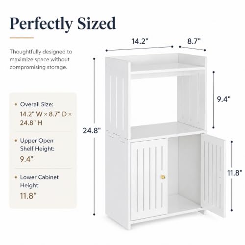 HAYOFAMY 3-Tier Bathroom Storage Cabinet 8.7" D x 14.2" W x 24.8" H | White Floor Cabinet, Freestanding Organizer with Door, for Living Room Kitchen Small Space, PVC Material - size: 3-Tier 8.7" D x 14.2" W x 24.8" H