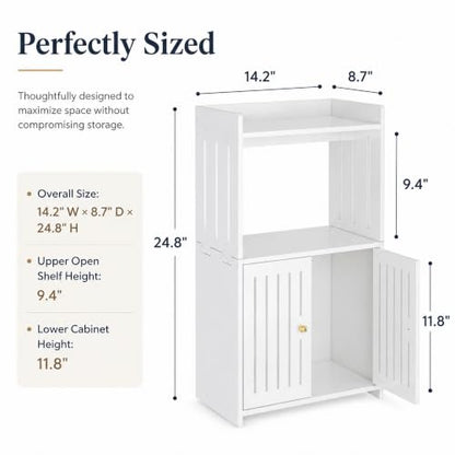 HAYOFAMY 3-Tier Bathroom Storage Cabinet 8.7" D x 14.2" W x 24.8" H | White Floor Cabinet, Freestanding Organizer with Door, for Living Room Kitchen Small Space, PVC Material - size: 3-Tier 8.7" D x 14.2" W x 24.8" H