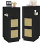 YMYNY Rattan Nightstands Set of 2, Boho Bedside Table with Open Shelf, 2 Drawers, 9.45" x 11.42" x 25.59", Narrow Side Table, Bedside Cabinet for Bedroom and Small Spaces, Black UHST017B-2 - color: Black