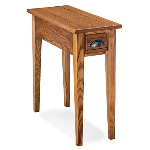 One Drawer Bin Pull Narrow Side Table, Solid Wood, Candleglow Brown, Perfect for Living Rooms, Bedrooms, and Small Spaces – Leick Home, 9010 - color: Candleglow