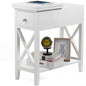ChooChoo End Table, Flip Top Narrow End Table with Drawer | Narrow Side Table with Flip Top, Accent Small Side Table Nightstand for Living Room, Bedroom, and Small Spaces, White - color: White, size: 1 Pack, style: Without Power