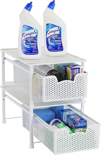 Simple Houseware Stackable Cabinet Basket Drawer Organizer, White - color: White, size: 1-Tier
