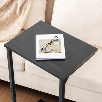 AMHANCIBLE C Shaped End Tables Set of 2, Couch Side Tables that Slide Under Sofa, Slim TV Trays for Living Room and Bedroom, Narrow Space Saving Laptop Workstation, Black, HET02BBK - color: Black