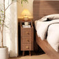 Solid Wood Narrow Nightstand with Drawers,Walnut Nightstand Wood Bedside Table Modern for Bedroom,Study,Toilet - color: Walnut, size: 15.75"D x 7.87"W x 23.62"H(3 Drawers)