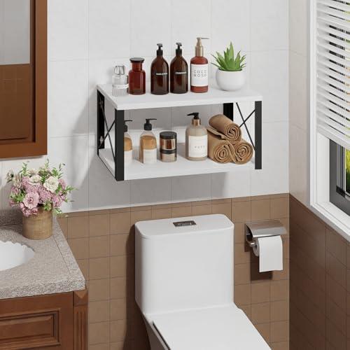 Homode Floating Night Stand, Modern Bedside Shelf Wall Mount, Wood Hanging Nightstand with Wire Hole, Floating Side Table for Bedroom Bathroom Living Room Small Places, White - color: White