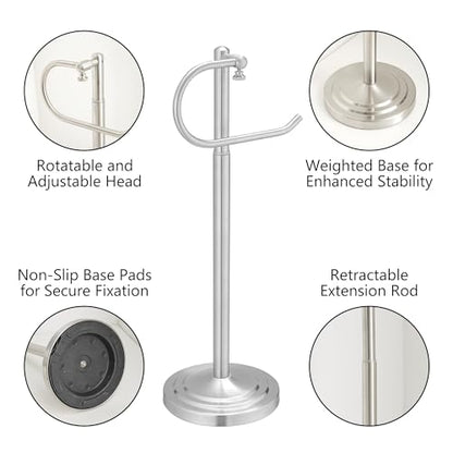 RFOUO Hand Towel Holder Stand, Towel Racks for Bathroom, Brushed Nickel | Stainless Steel, Adjustable 16.5-26 Inch,Heavy base,Space Saving Standing Towel Rack For Bathroom Kitchen Vanity Countertops - color: Brushed Nickel