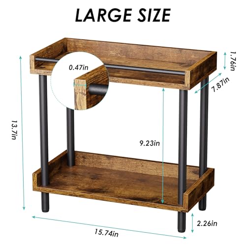 Coffee Bar Organizer and Kitchen Countertop Shelf - 2 Tier Spice Rack, Mug Holder, Storage Stand for Coffee Station Accessories Wooden Bathroom & Desk Organizers