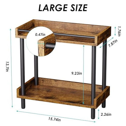 Coffee Bar Organizer and Kitchen Countertop Shelf - 2 Tier Spice Rack, Mug Holder, Storage Stand for Coffee Station Accessories Wooden Bathroom & Desk Organizers