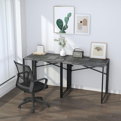 Lutown-Teen Small Folding Computer Desk 32 inch, Writing Gaming Computer Desk for Small Spaces, No Assembly Required Office Desk, Grey - color: Grey, size: 32 Inch