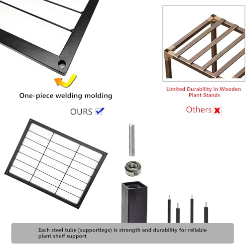 Metal Plant Stand Indoor Metal Plant Stands Outdoor Tiered Plant Shelf for Multiple Plants, 3 Tiers 7 Potted Ladder Plant Holder Table Plant Pot Stand for Window Garden Balcony Living Room