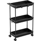 SimpleHouseware Standard 3-Tier Slim Rolling Storage Cart, Black - color: Black