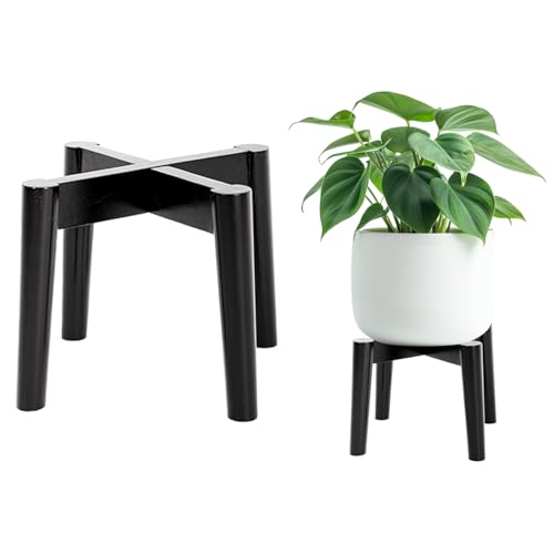 Wood 7.5" x 9.8" Plant Stand Indoor Outdoor, Wooden Single Floor Plant Pot Holder, Natural Plant Stand, Assembly Required (Excluding Potted Plants) - color: Black, size: 7.5" H x 9.8" W
