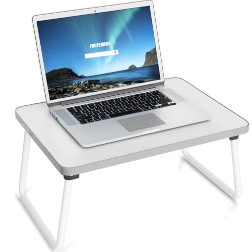 Foldable Lap Desks Laptop Tray for Bed or Couch,Portable Breakfast Serving Tray with Folding Legs,Lightweight Mini Table, Laptop Stand for Working, Reading and Writing,White - color: Cream White