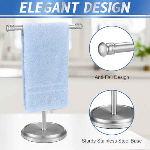 Hand Towel Holder Stand, Free Standing Towel Rack Stand with Stainless Steel Base, Rust-Proof Towel Bar for Bathroom Kitchen Countertop (Brushed Nickel) - color: Brushed Nickel