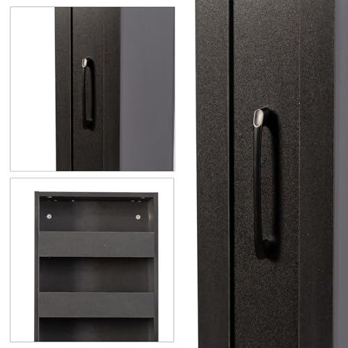 Tall Narrow Storage Cabinet, 71 Inch Tall, 8 Inch Wide, Black | 7-Shelf Slim Pull-Out Organizer with Wheels for Small Spaces, Kitchen, Bathroom, Laundry Room and Narrow Gaps - color: D-black