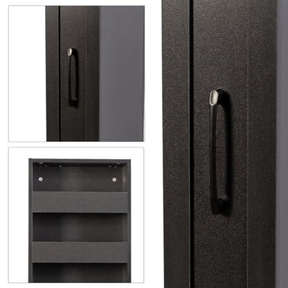 Tall Narrow Storage Cabinet, 71 Inch Tall, 8 Inch Wide, Black | 7-Shelf Slim Pull-Out Organizer with Wheels for Small Spaces, Kitchen, Bathroom, Laundry Room and Narrow Gaps - color: D-black