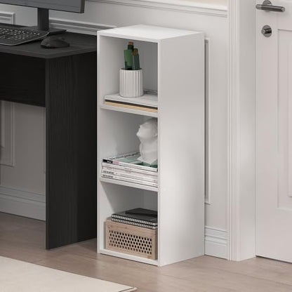 Furinno LUDER Book Shelf, 3-Cube Bookshelf, Bookcase with Open Shelves, 9.3 x 12 x 31.5, Easy Assembly, for Living Room, Bedroom, Home Office, White - color: White, size: 3-Tier Cube