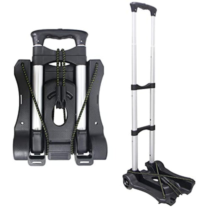 Sutekus Folding Hand Truck and Dolly 110-lbs Lightweight Portable Luggage Cart for School Travel Office Moving (Black) - color: Black