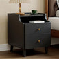 Nightstand with Drawers, Pre-Assembled, 19.7" H Natural Solid Wood Night Stand with Open Sliding Shelf, Mid Century Modern Small Bedside Table Cabinet for Bedroom, Black 16" - color: Black, size: 16"