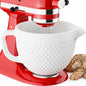COFUN Ceramic Mixer Bowl for KitchenAid 4.5-5 Qt Tilt-Head Stand Mixers | Mixing Bowl with Handle & Pour Spout, Oven/Microwave/Dishwasher Safe - color: Whier-Ceramic