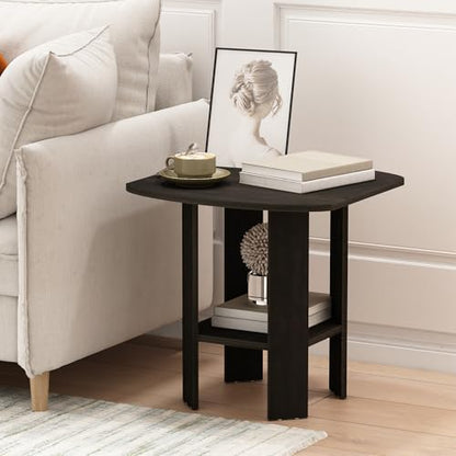 Furinno SIMPLE DESIGN Side Table Set of 2, 2-Tier Modern End Table with Soft Edges, Open Shelves Night Stand, Bedside Table, for Living Room, Bedroom, Espresso - color: Espresso, size: 2-Pack, 2 Tiers, Standard Leg