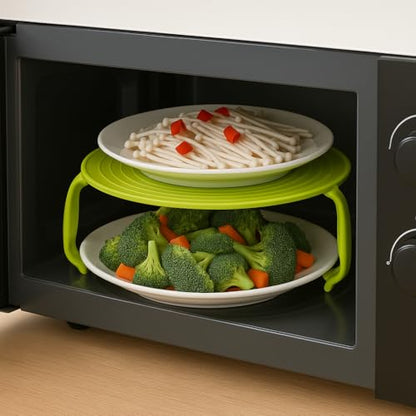 Microwave Multipurpose 4 in 1 Tray Stand Rack Splatter Guard Carry Tray Stacking Shelf (1, Green) - color: Green