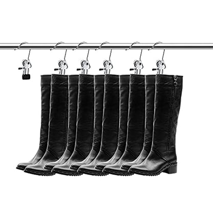 Hotop 48 Pieces Boot Hanger Clips for Closet, Laundry Hanging Hooks Heavy Duty Clips Boot Holder Portable Single Hooks Space Saving for Pants Jeans Clothes Hats Tall Towels (Silver) - color: Silver