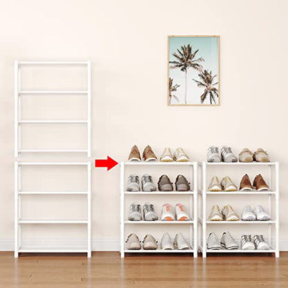 4-Tier Small Shoe Rack Space Saving Shoe Shelf Storage Organizer for Entryway Hallway Closet Bathroom Garage,Stackable Shoe Stand(White) - size: 4-White(17.5W")