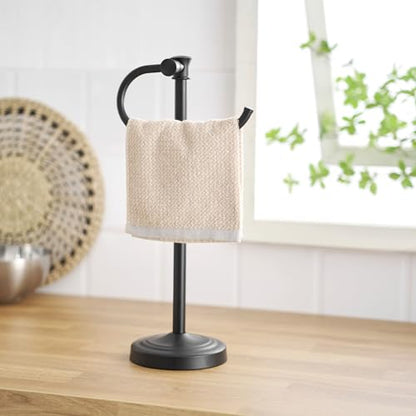 Stand Hand Towel Holder, Countertop Towel Bar, Matte Black | 17 Inch Bathroom Towel Hanger, Freestanding Vanity Counter Top Towel Holder, Towel Ring Hardware Accessories, Stainless Steel - color: Matte Black