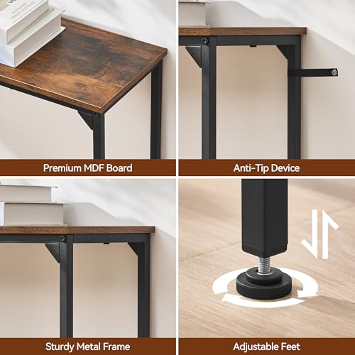 Console Table, Narrow Entryway Table, Thin Sofa Table, Behind Couch Table,for Hallway, Bedroom, Living Room, Foyer, 9.4 x 15.7 x 31.5 Inches, Rustic Brown - size: 9.4" W x 15.7" D, style: Ordinary