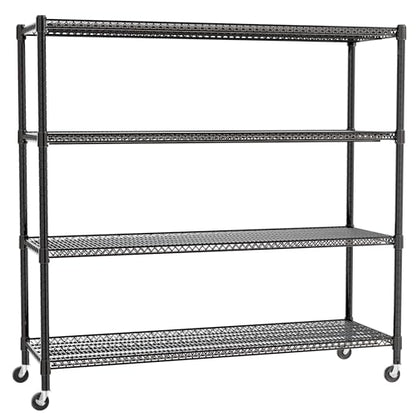 REGILLER 4-Wire Shelf Adjustable Heavy Duty Storage Shelves, Metal Organizer Wire Rack for Laundry Bathroom Kitchen Pantry Closet Garage Shelving with Wheel(Black,24" Dx59.6 Wx72.2 H) - size: 4Tier With Wheel 24"D x 59.6"W x 72.2"H
