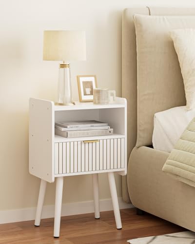 Night Stand, Modern Side Table, Small Nightstand, Wood Bedside Table with Storage Drawer End Table for Bedroom,Living Room,Office,White - color: White
