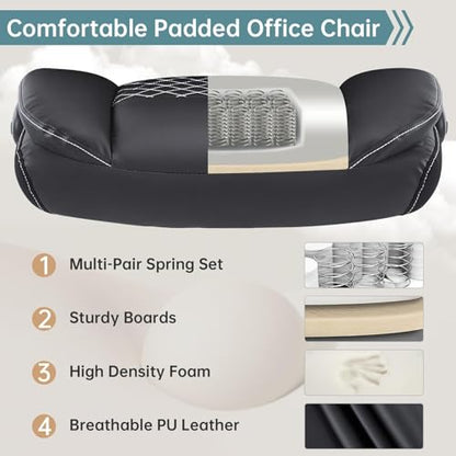 YFO Leather Office Ergonomic Home Office Desk Chair, Back Support Swivel Executive Office Chair with Wheels and Flip-Up Armrests, Small Gaming Chair with Adjustable Rocking Function, Black - color: Black