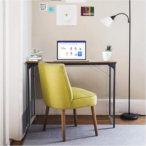 HCY Computer Desk 47 Writing Desk Home Office Study Workstation Modern PC Laptop Sturdy Simple Gaming Desk with Metal Frame（Brown） 47x24x29 - color: Brown, size: 47 inch