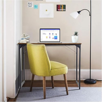 HCY Computer Desk 47 Writing Desk Home Office Study Workstation Modern PC Laptop Sturdy Simple Gaming Desk with Metal Frame（Brown） 47x24x29 - color: Brown, size: 47 inch