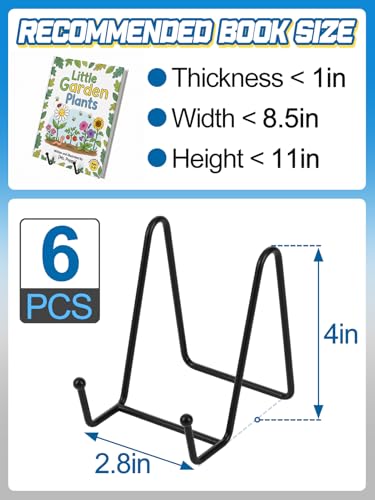 6Pcs 4Inch Steady Metal Book Stand for Display, Classroom Must Haves | Multipurpose Books Holder Easel, Steady on Desk, Back to School Teacher Supplies - size: 4 Inch