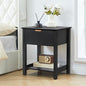 Small Nightstand with Drawer, Mid Century Modern Nightstand for Bedroom, Fluted End Table with Storage for Living Room, Couch, Sofa, Bedside, Office, Desk Side Table for Small Spaces-Black - size: 1 Piece