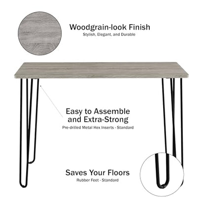 Desk with Hairpin Legs - Modern Industrial Style Home Decor - Woodgrain-Look and Steel Accent Home Office Furniture by Lavish Home (Gray) - color: Grey
