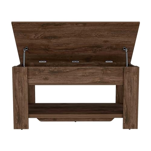 Storage Table, Four Legs, Lower Shelf, Dark Brown