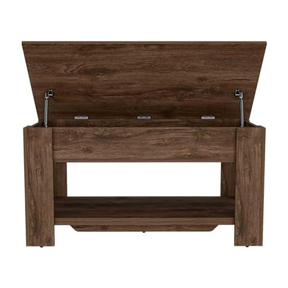 Storage Table, Four Legs, Lower Shelf, Dark Brown