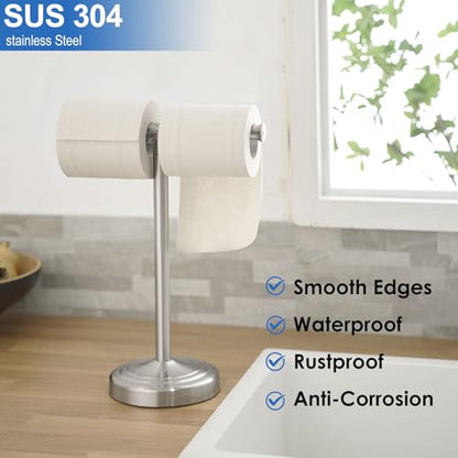 RUMOSE 13 Inch Brushed Nickel Towel Stand Hand Towel Holder Bathroom Kitchen Vanity Countertop T-Shape Towel Rack Free Standing Stainless Steel Towel Bar Towel Ring - color: Brushed Nickel