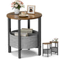 Vagusicc Small Round Side Table, Accent End Table with Storage Basket, Set of 2 Half Round Coffee Table End Table, Half Moon Bedside Table, Modern Nightstand Couch Table for Living Room Bedroom, Brown - color: Rustic Brown