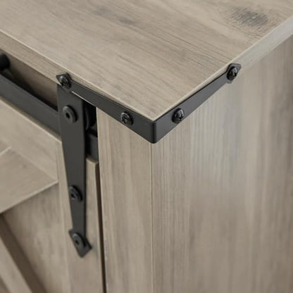 Grey Farmhouse Entryway Table, Rustic Hallway Table with Storage Shelf, Sofa Table with Sliding Barn Doors for Hallway, Entryway, Living Room, Foyer - color: Grey