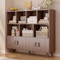 OSCHF Cubby Shelf Bookcase with Doors - Wooden 11 Cube Floor Standing Open Bookshelf with Solid Wood Legs, 3-Tier Storage Cabinet, Walnut - color: Walnut