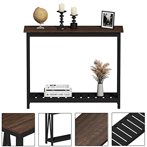 ChooChoo Console Table for Entryway Sofa Tables Living Room Farmhouse, Hallway Foyer Table Narrow with Shelf, Black - color: Black, size: 11.8"d X 39.4"w X 31.5"h